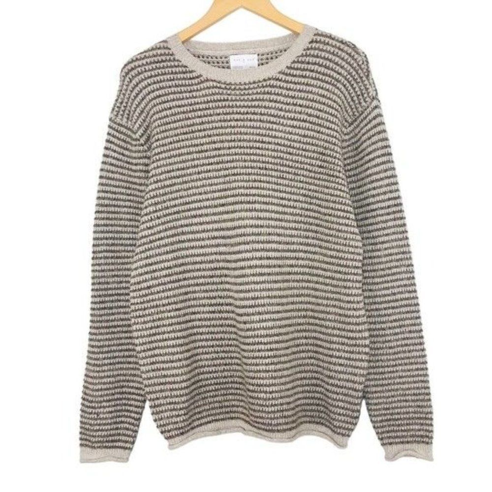 DAY & AGE Contrasting Knit Pullover Sweater In Sand Size Medium